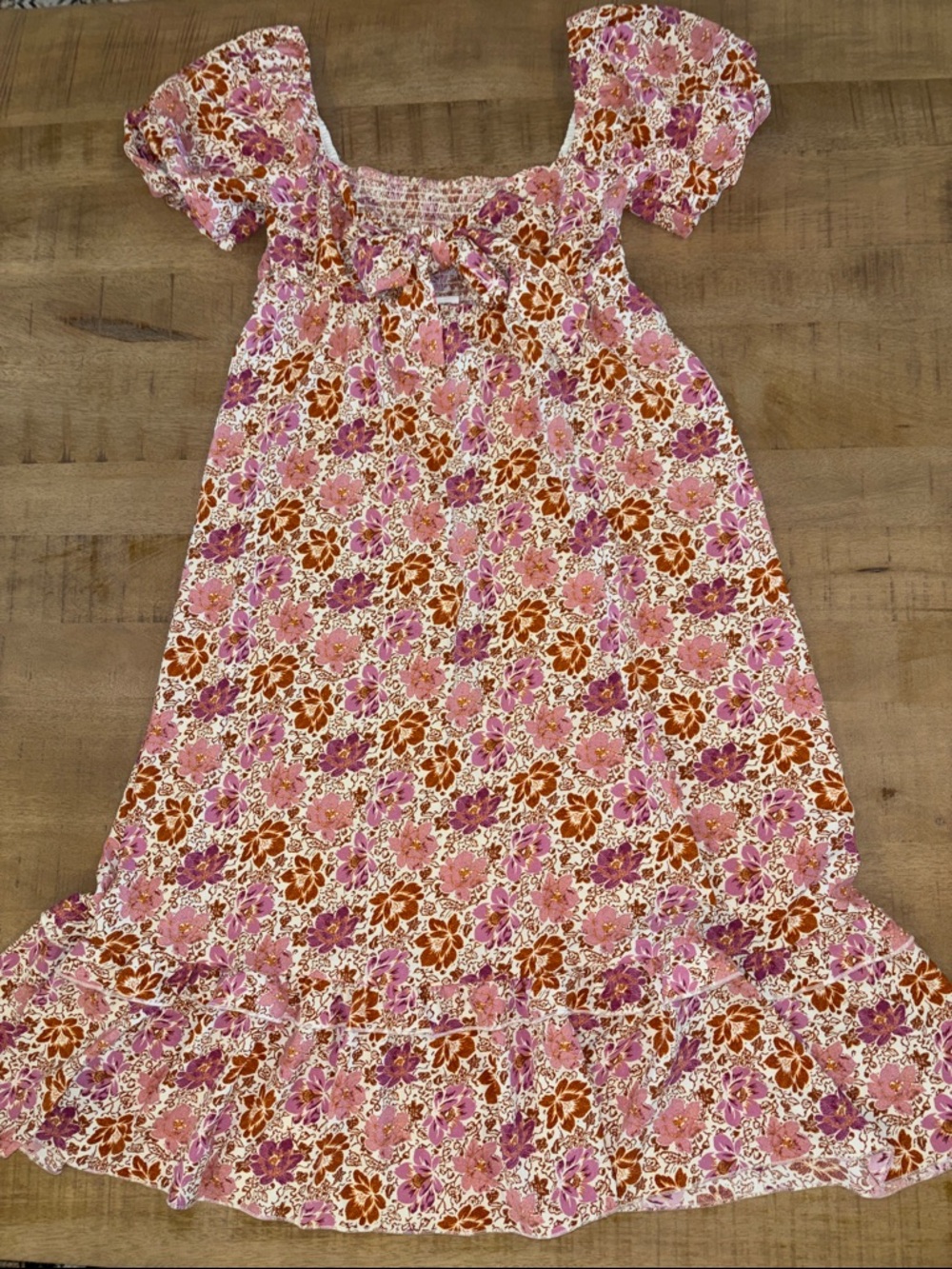 Altar’d State Dakota Floral Pink Midi Dress Medium Summer Brunch Baby Shower - Picture 4 of 5